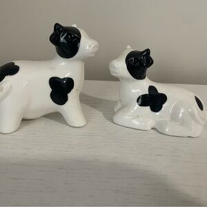 Charming Black and White Cow Figurines